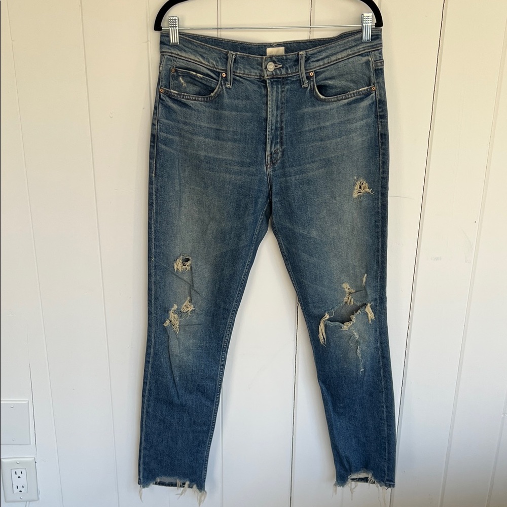 Mother Distressed Blue Jeans